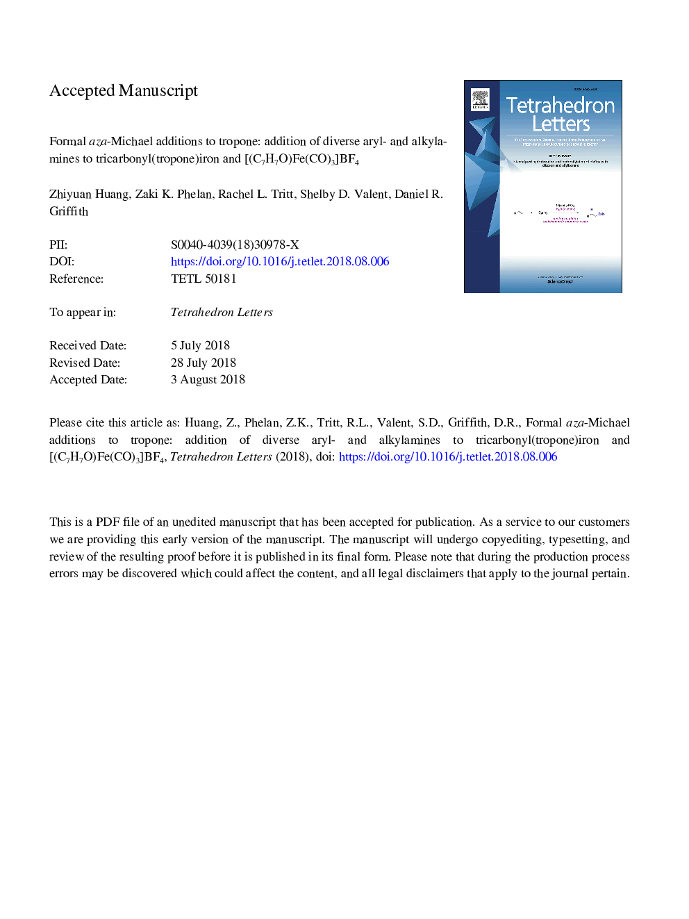 Formal aza-Michael additions to tropone: Addition of diverse aryl- and alkylamines to tricarbonyl(tropone)iron and [(C7H7O)Fe(CO)3]BF4