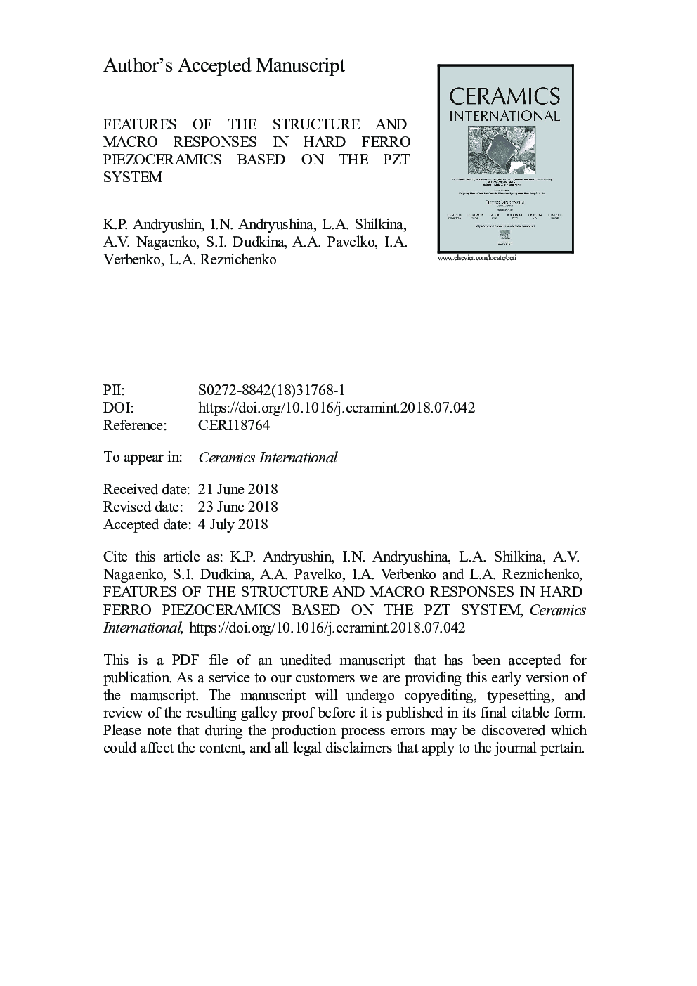 Features of the structure and macro responses in hard ferro piezoceramics based on the PZT system