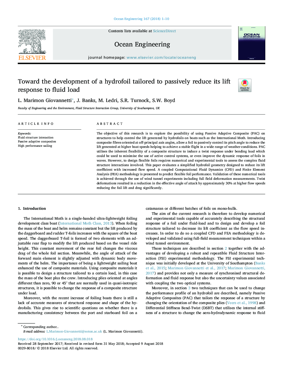 Toward the development of a hydrofoil tailored to passively reduce its lift response to fluid load