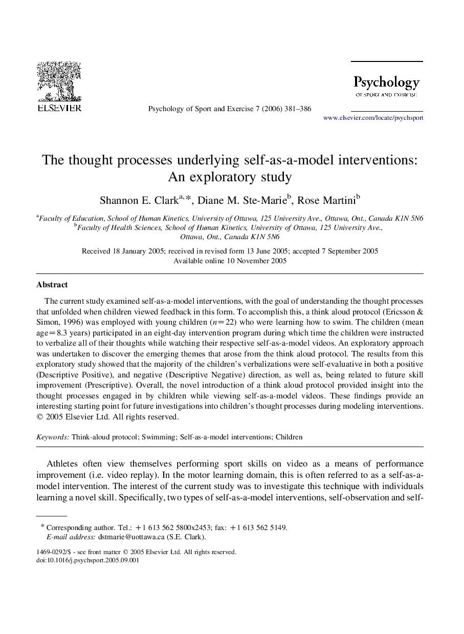 The thought processes underlying self-as-a-model interventions: An exploratory study