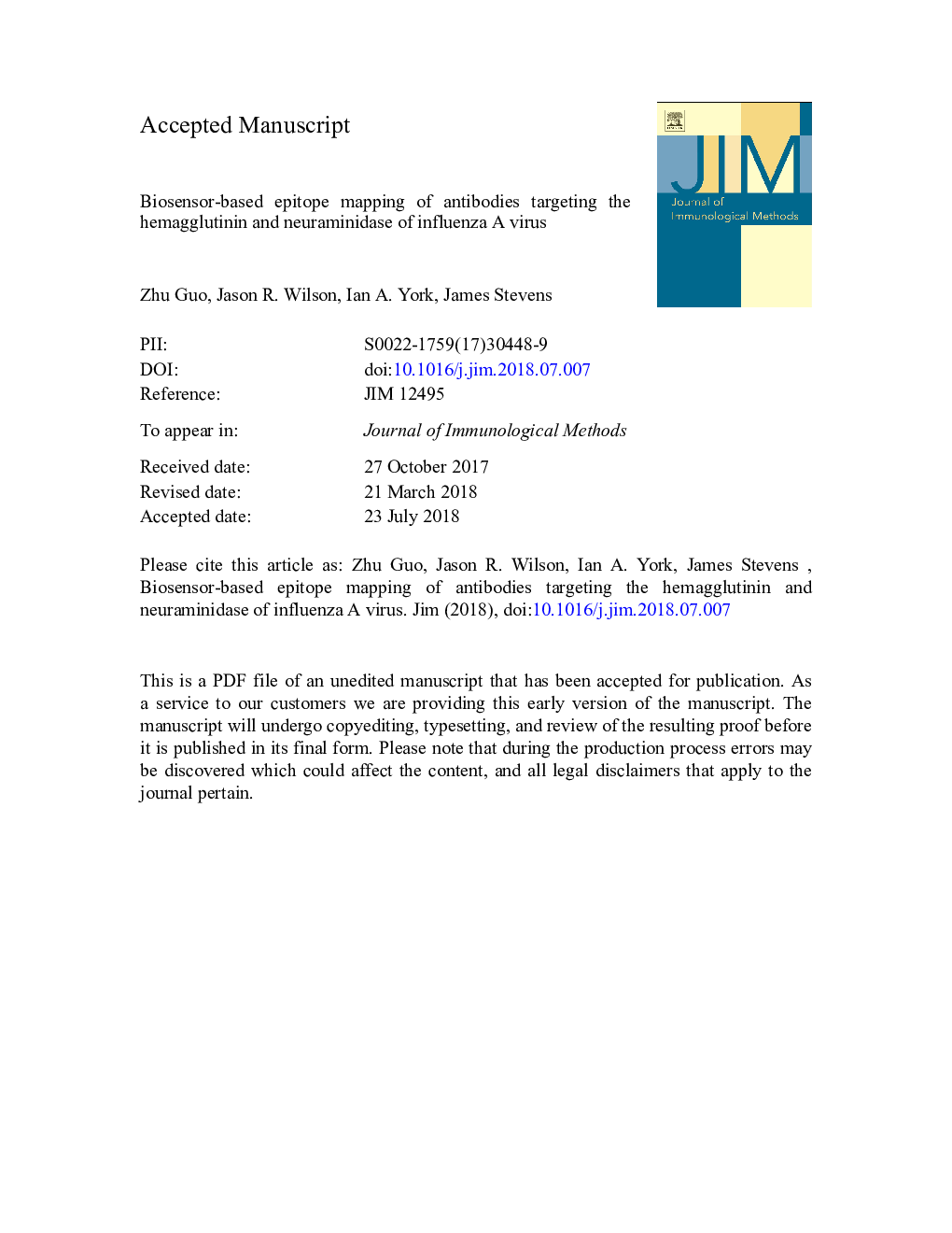 Biosensor-based epitope mapping of antibodies targeting the hemagglutinin and neuraminidase of influenza A virus