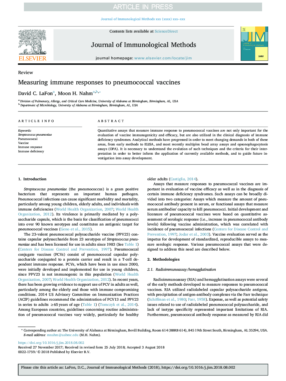 Measuring immune responses to pneumococcal vaccines