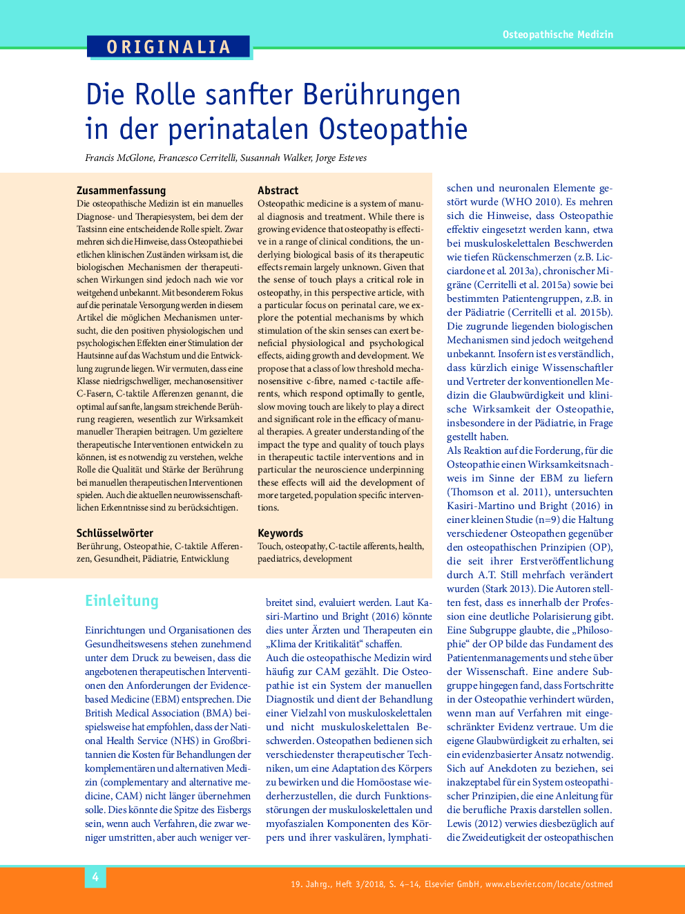 Die Rolle sanfter Berührungen in der perinatalen Osteopathie