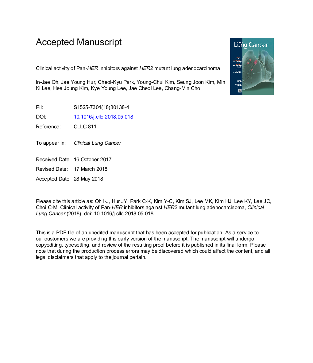 Clinical Activity of Pan-HER Inhibitors Against HER2-Mutant Lung Adenocarcinoma