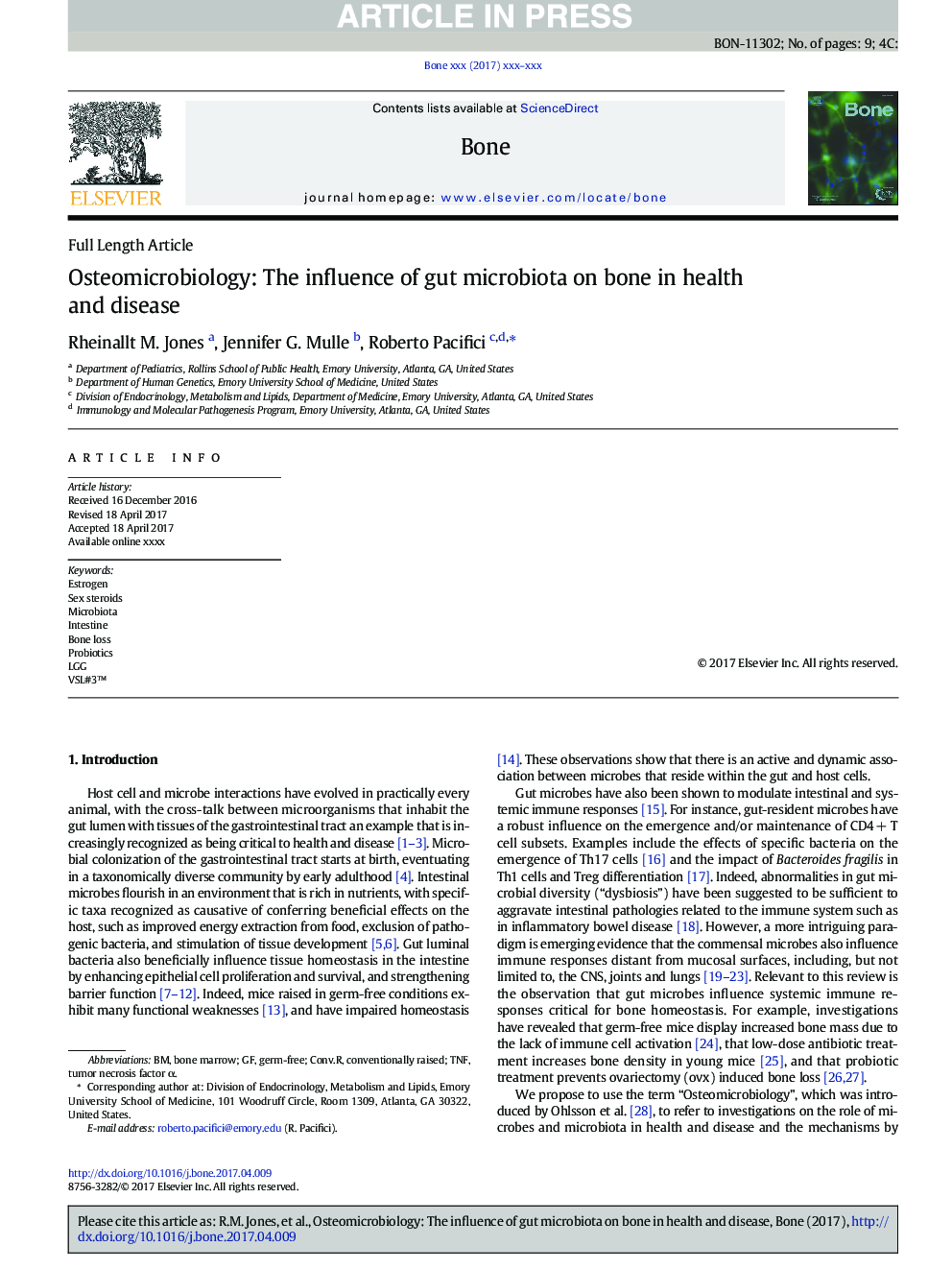 Osteomicrobiology: The influence of gut microbiota on bone in health and disease