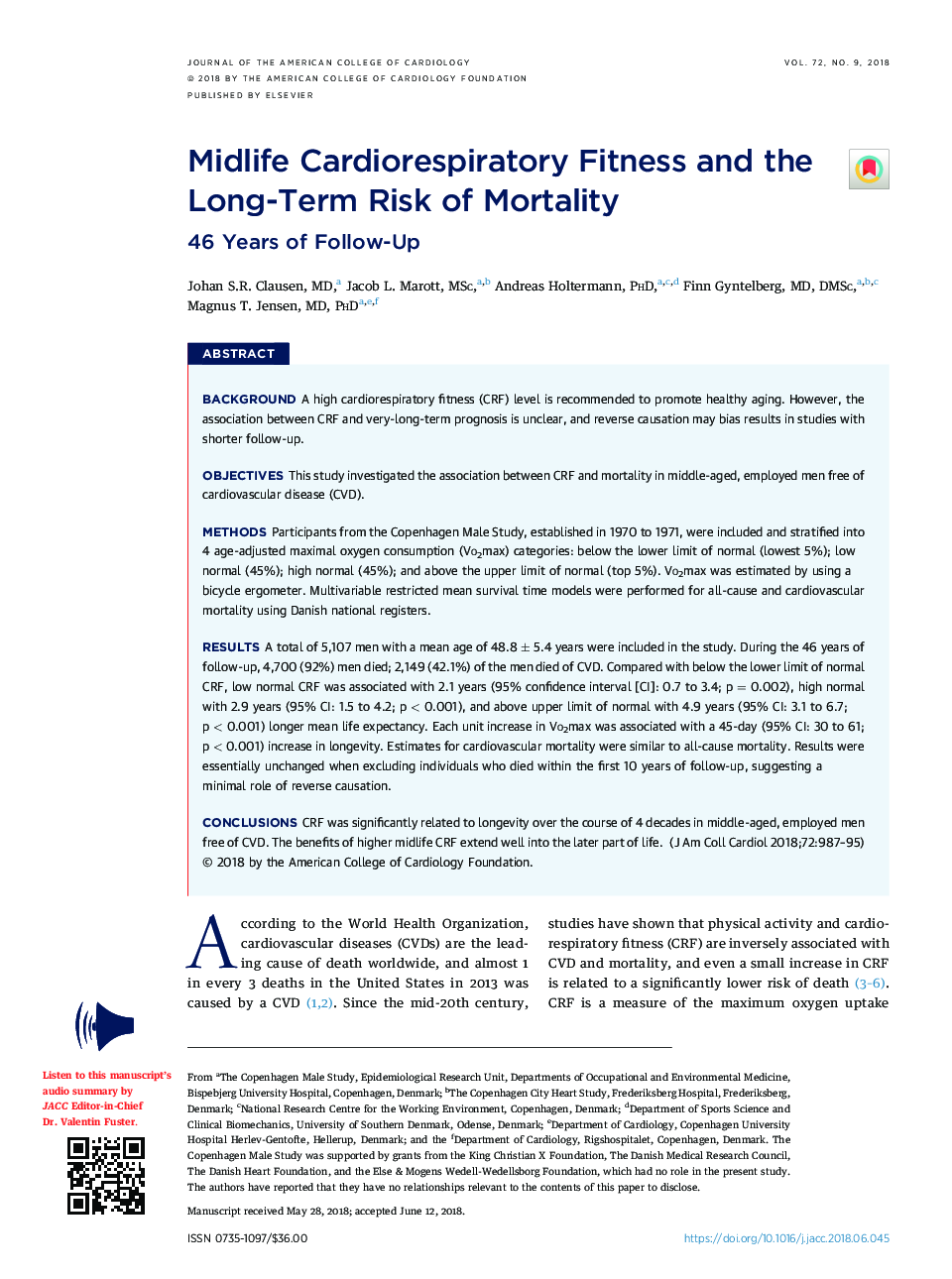 Midlife Cardiorespiratory Fitness and the Long-Term Risk of Mortality