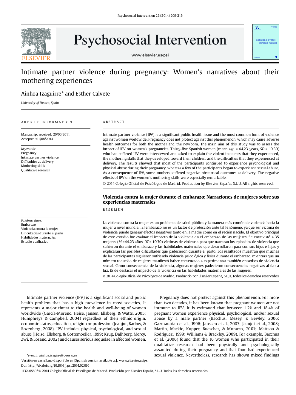 Intimate partner violence during pregnancy: Women's narratives about their mothering experiences