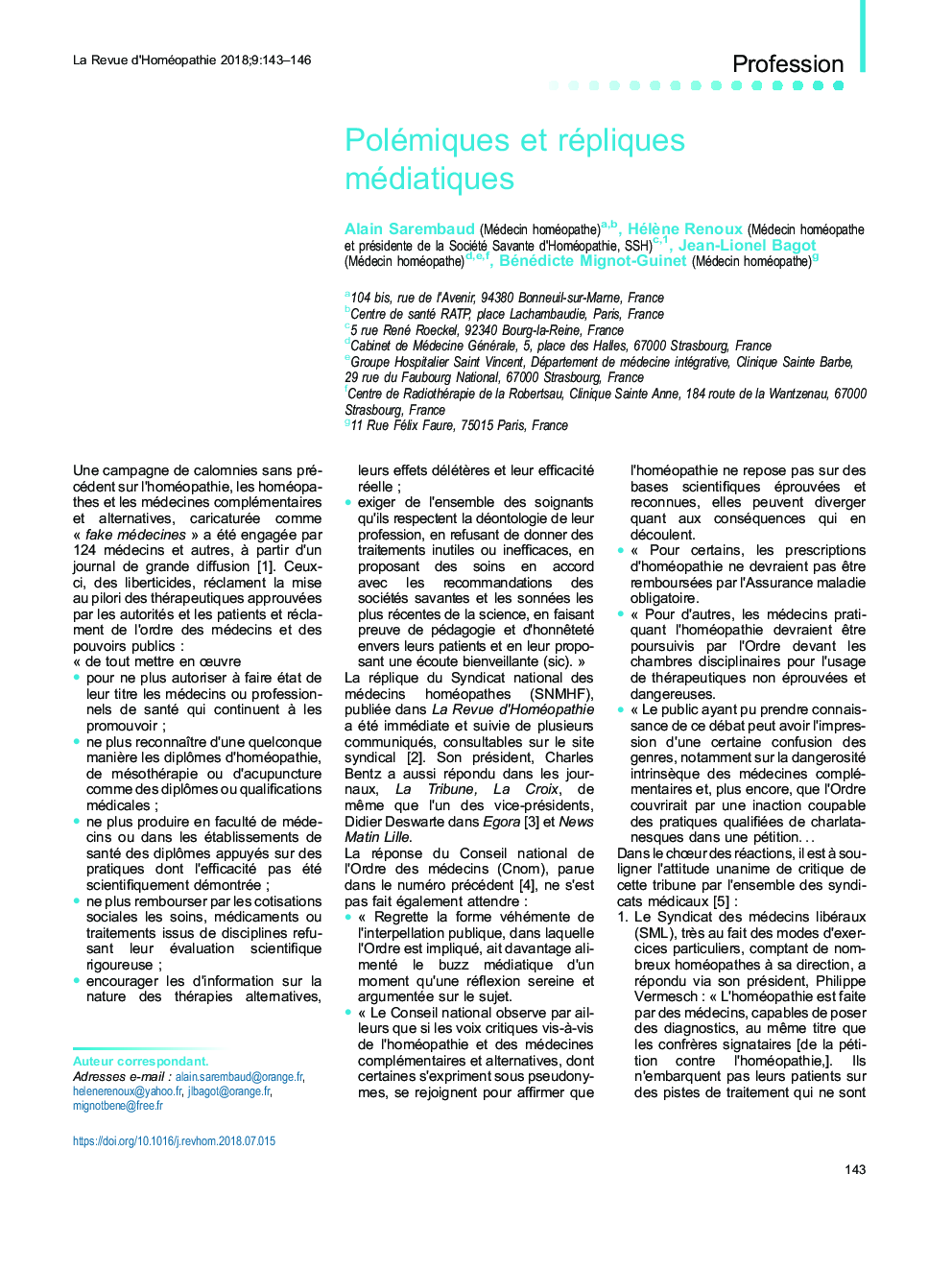 Polémiques et répliques médiatiques