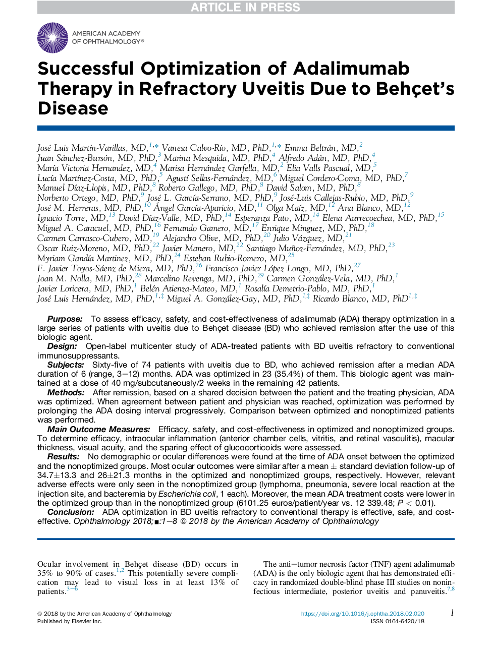 Successful Optimization of Adalimumab Therapy in Refractory Uveitis Due to Behçet's Disease