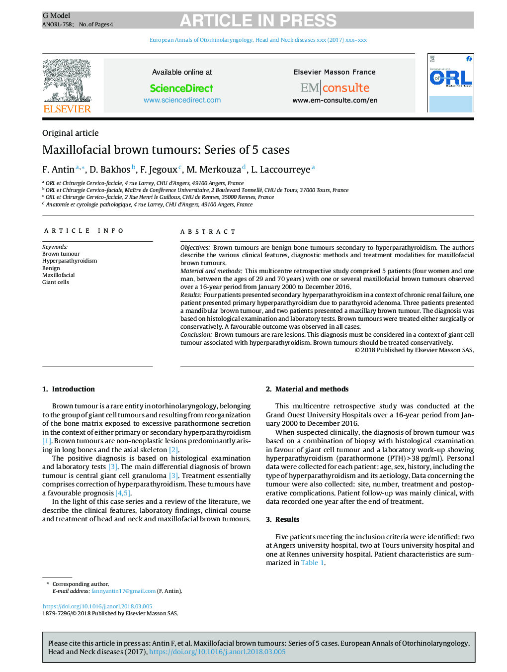 Maxillofacial brown tumours: Series of 5 cases