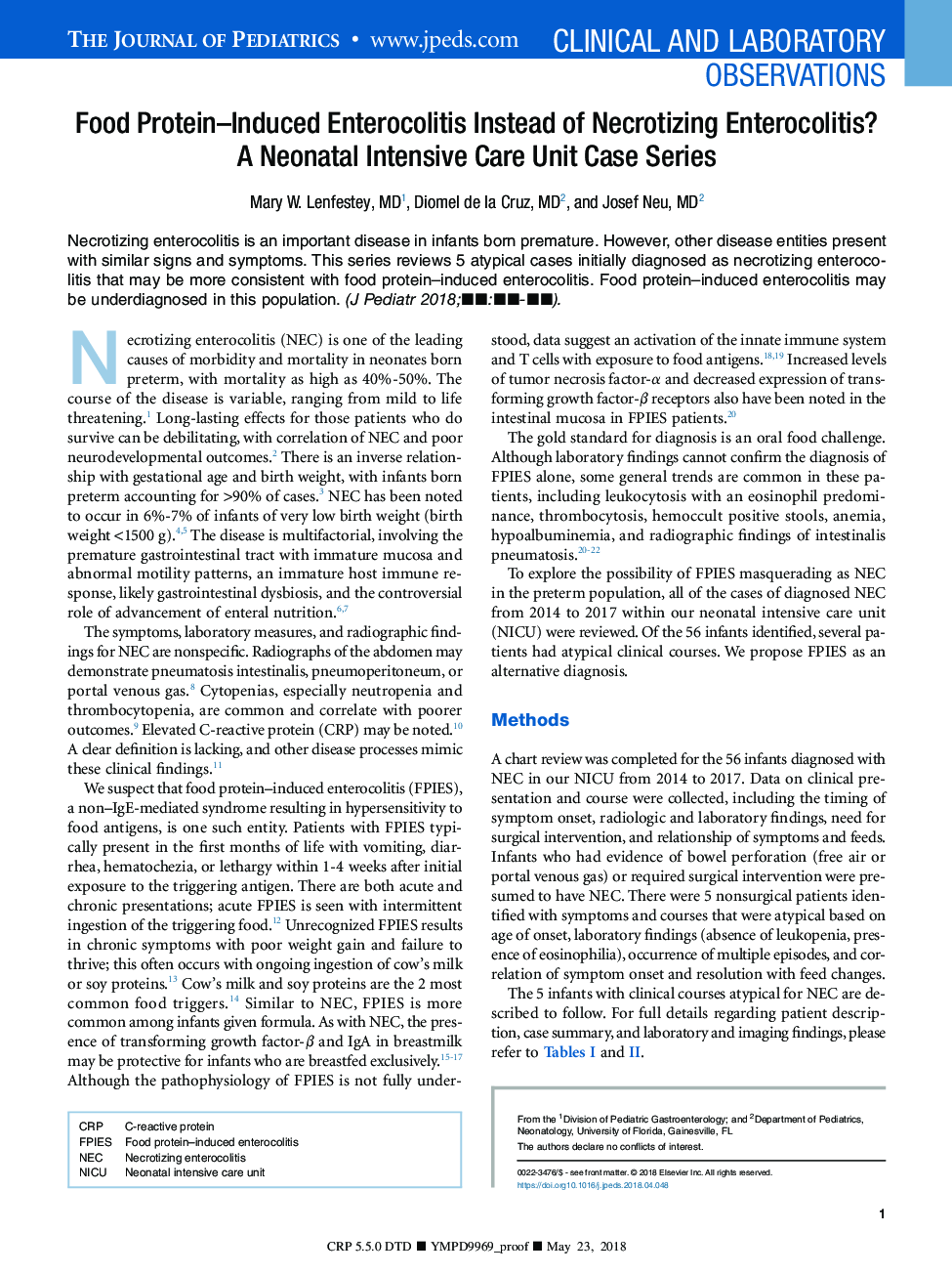 Food Protein-Induced Enterocolitis Instead of Necrotizing Enterocolitis? A Neonatal Intensive Care Unit Case Series