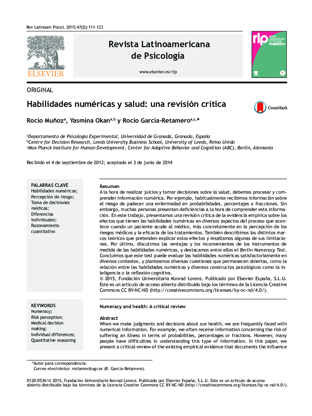 Habilidades numéricas y salud: una revisión crítica