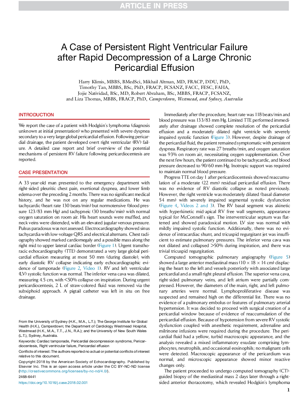 یک مورد از شکست بطن راست راست پس از انفجار سریع یک انفجار پریکاردی مزمن بزرگ