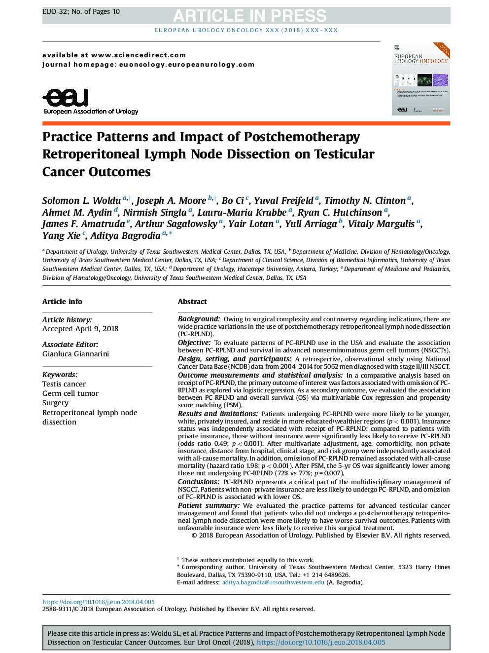 Practice Patterns and Impact of Postchemotherapy Retroperitoneal Lymph Node Dissection on Testicular Cancer Outcomes