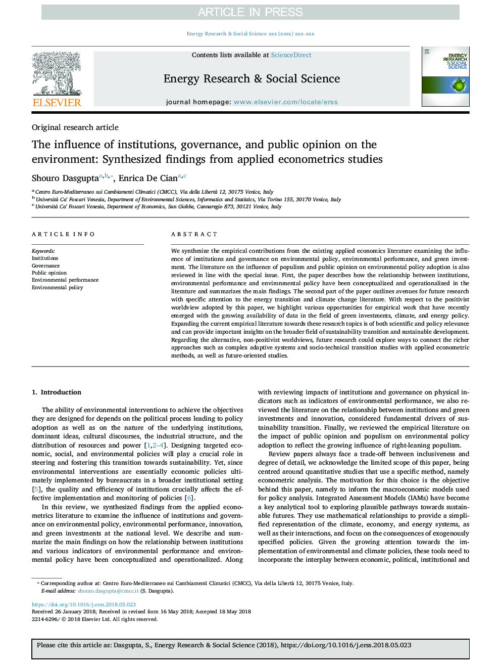 The influence of institutions, governance, and public opinion on the environment: Synthesized findings from applied econometrics studies