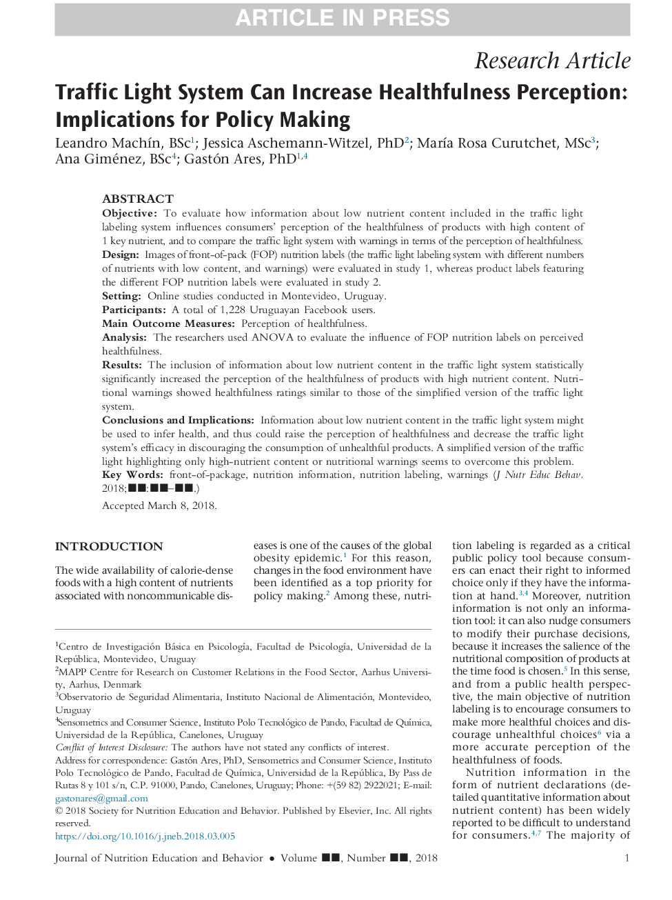 Traffic Light System Can Increase Healthfulness Perception: Implications for Policy Making