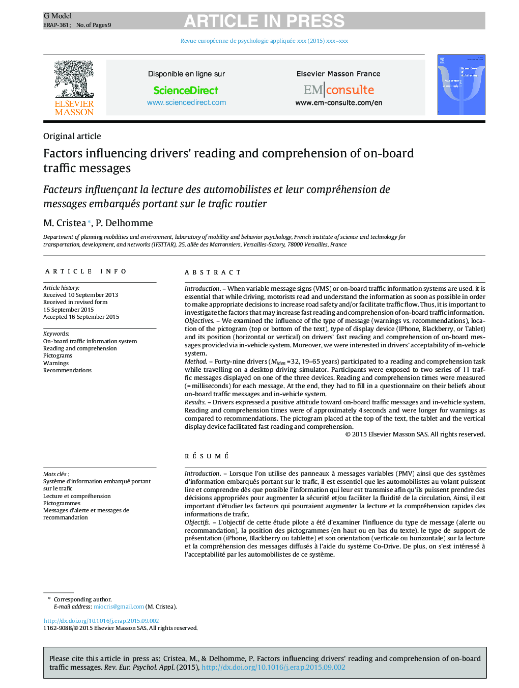 Factors influencing drivers' reading and comprehension of on-board traffic messages