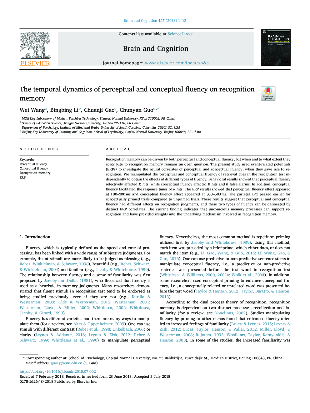 The temporal dynamics of perceptual and conceptual fluency on recognition memory