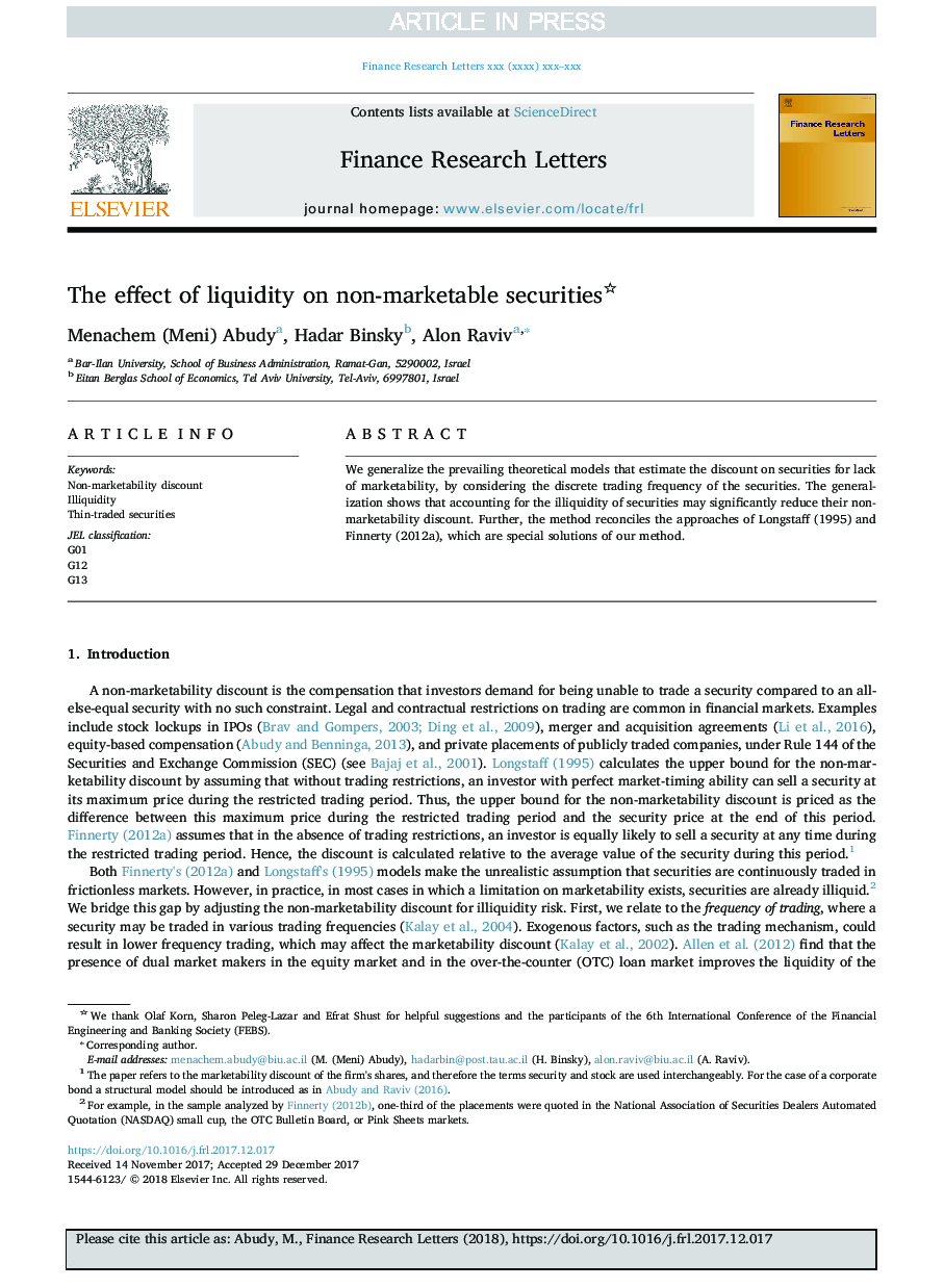 The effect of liquidity on non-marketable securities