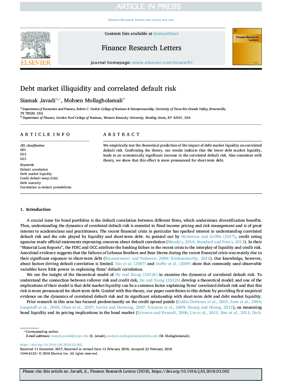 Debt market illiquidity and correlated default risk