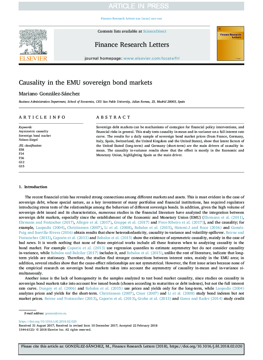 Causality in the EMU sovereign bond markets