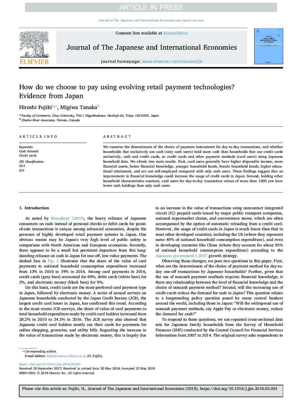 How do we choose to pay using evolving retail payment technologies? Evidence from Japan