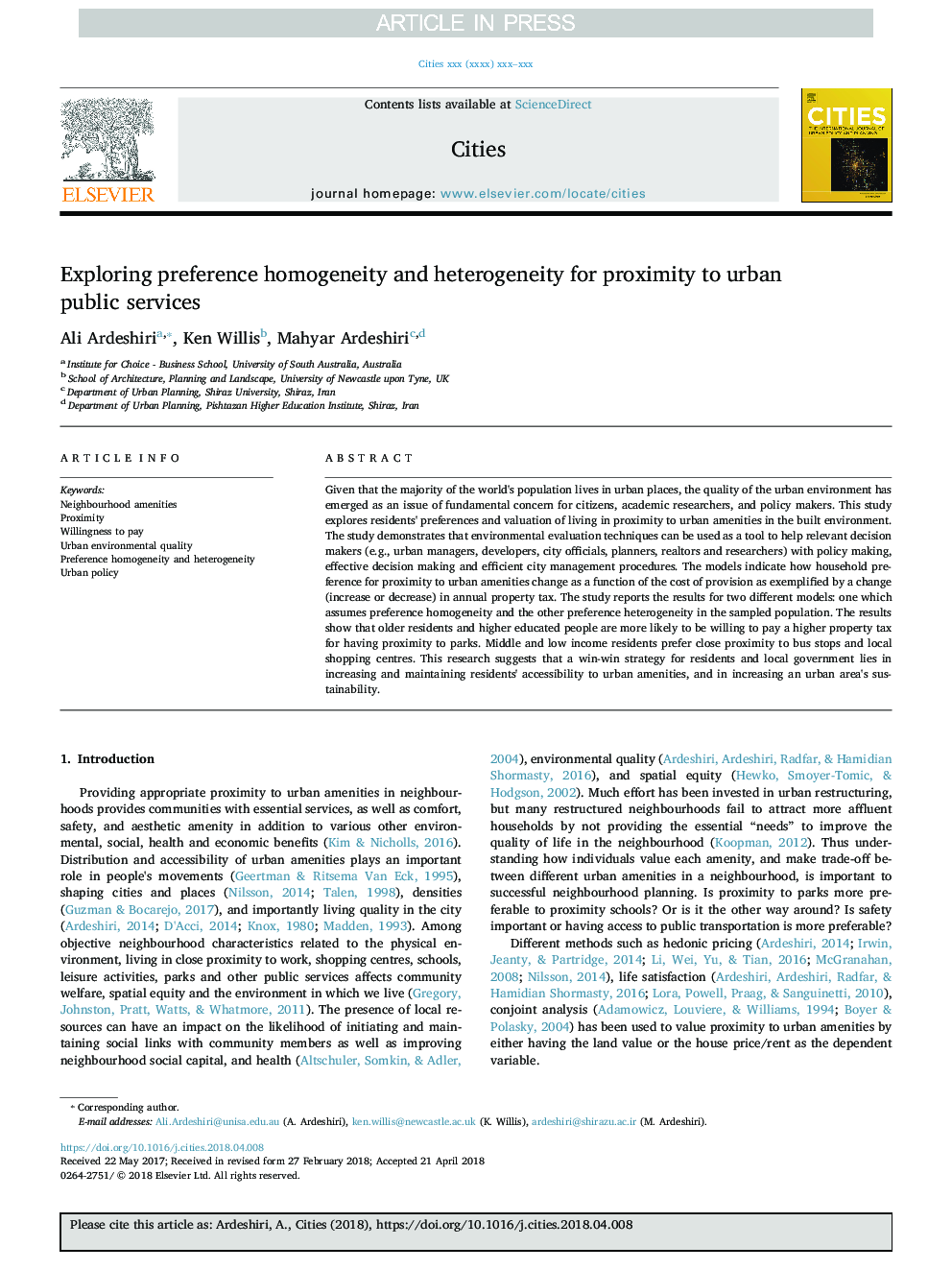 Exploring preference homogeneity and heterogeneity for proximity to urban public services