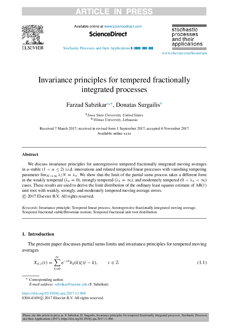 Invariance principles for tempered fractionally integrated processes