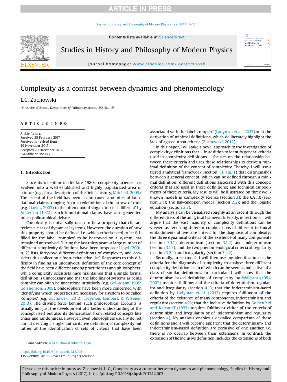 Complexity as a contrast between dynamics and phenomenology