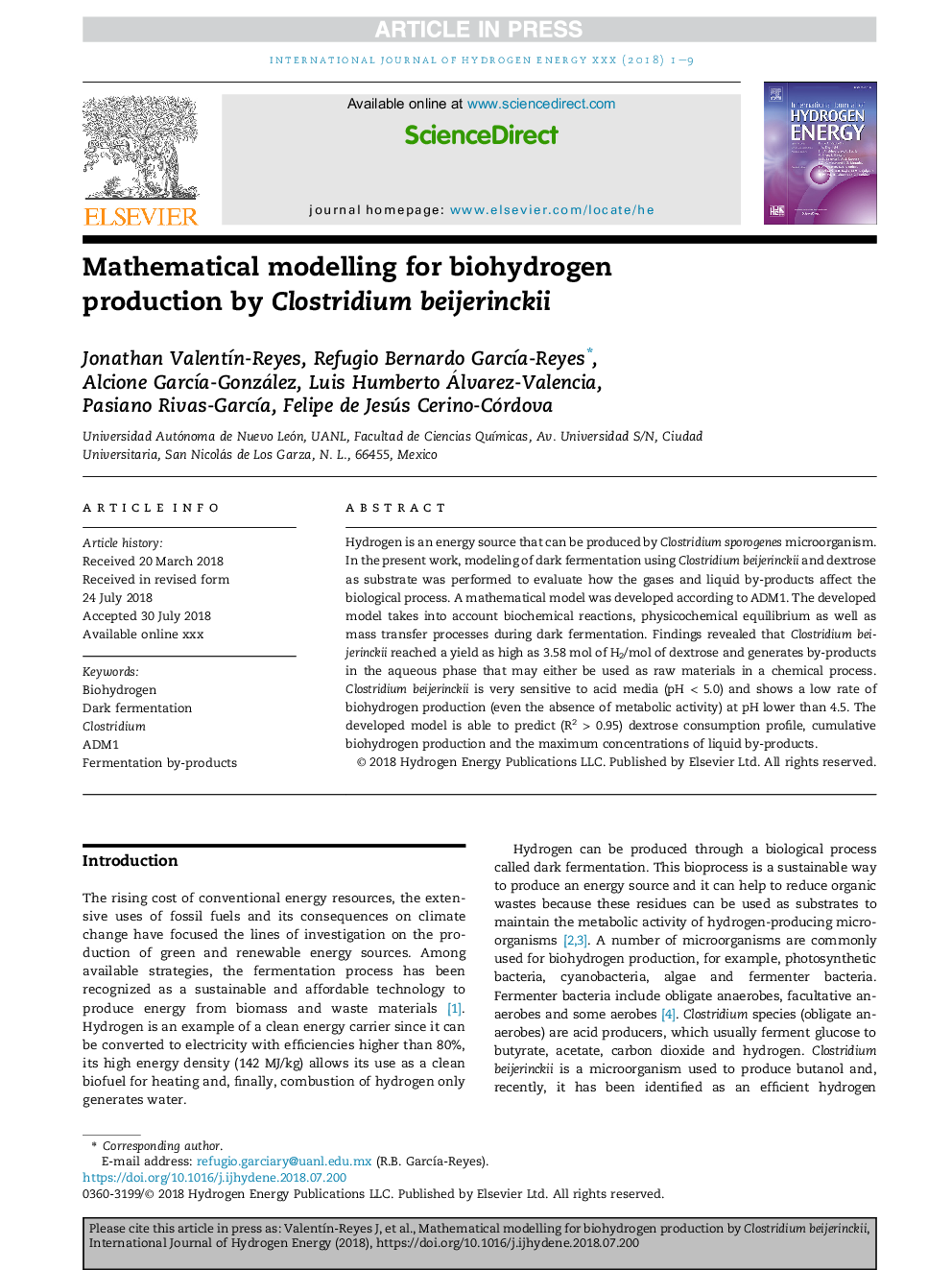 Mathematical modelling for biohydrogen production by Clostridium beijerinckii