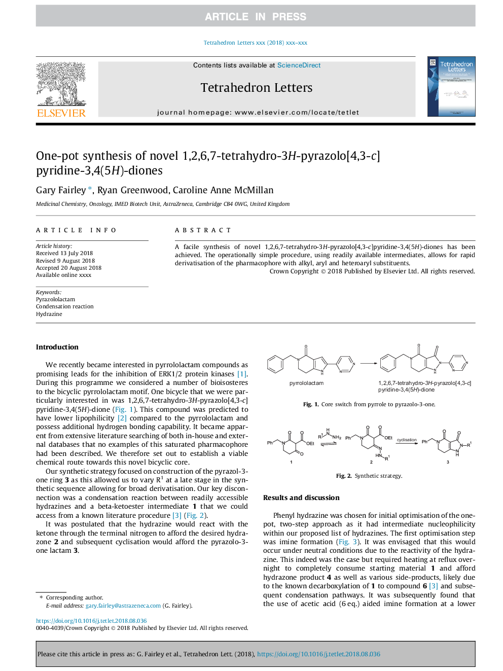 One-pot synthesis of novel 1,2,6,7-tetrahydro-3H-pyrazolo[4,3-c]pyridine-3,4(5H)-diones