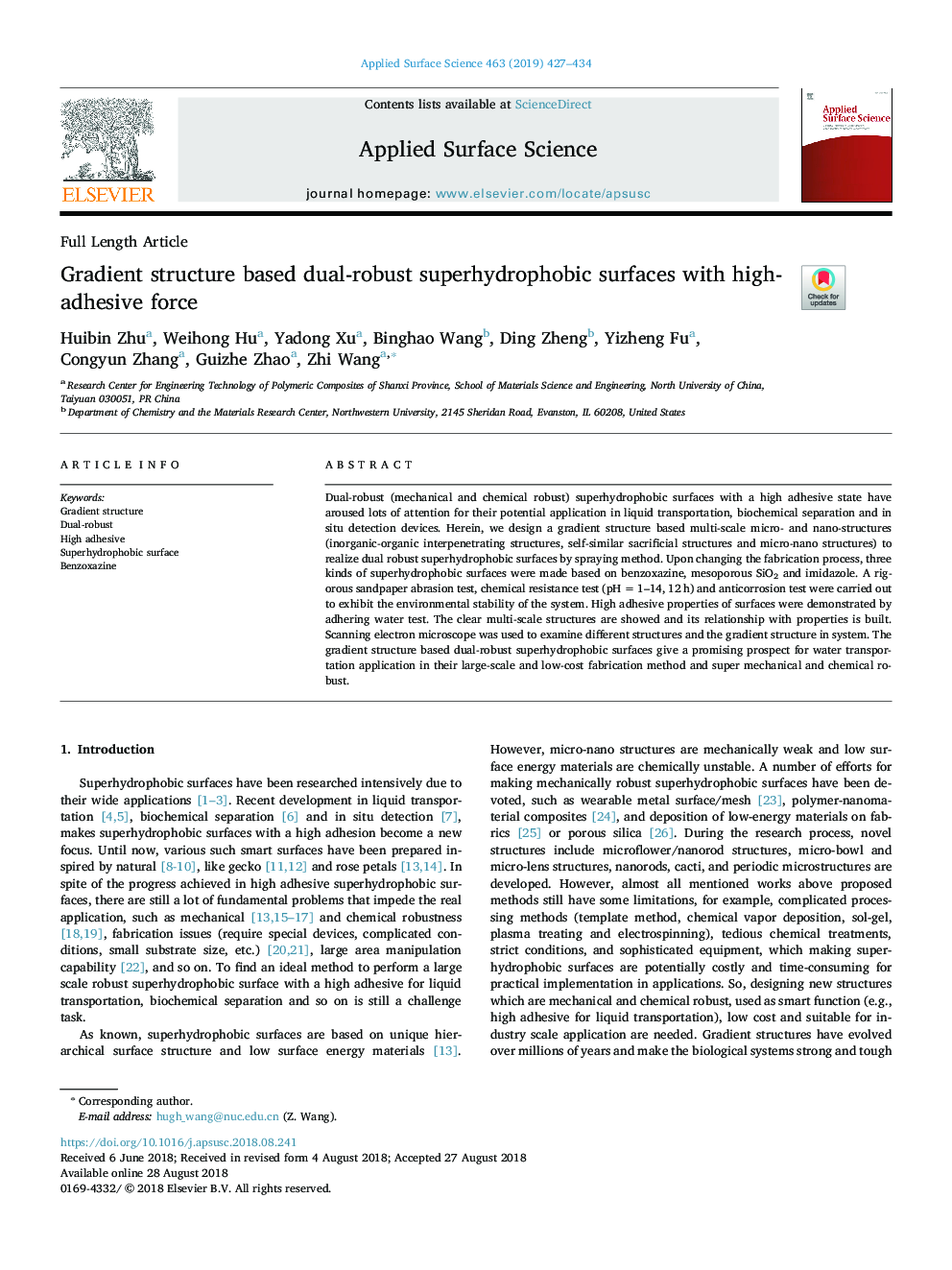 Gradient structure based dual-robust superhydrophobic surfaces with high-adhesive force