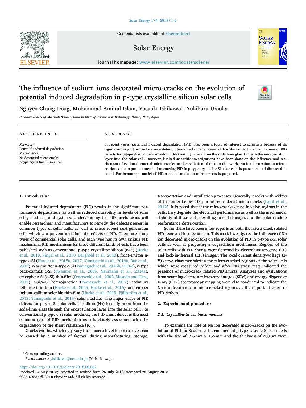 The influence of sodium ions decorated micro-cracks on the evolution of potential induced degradation in p-type crystalline silicon solar cells