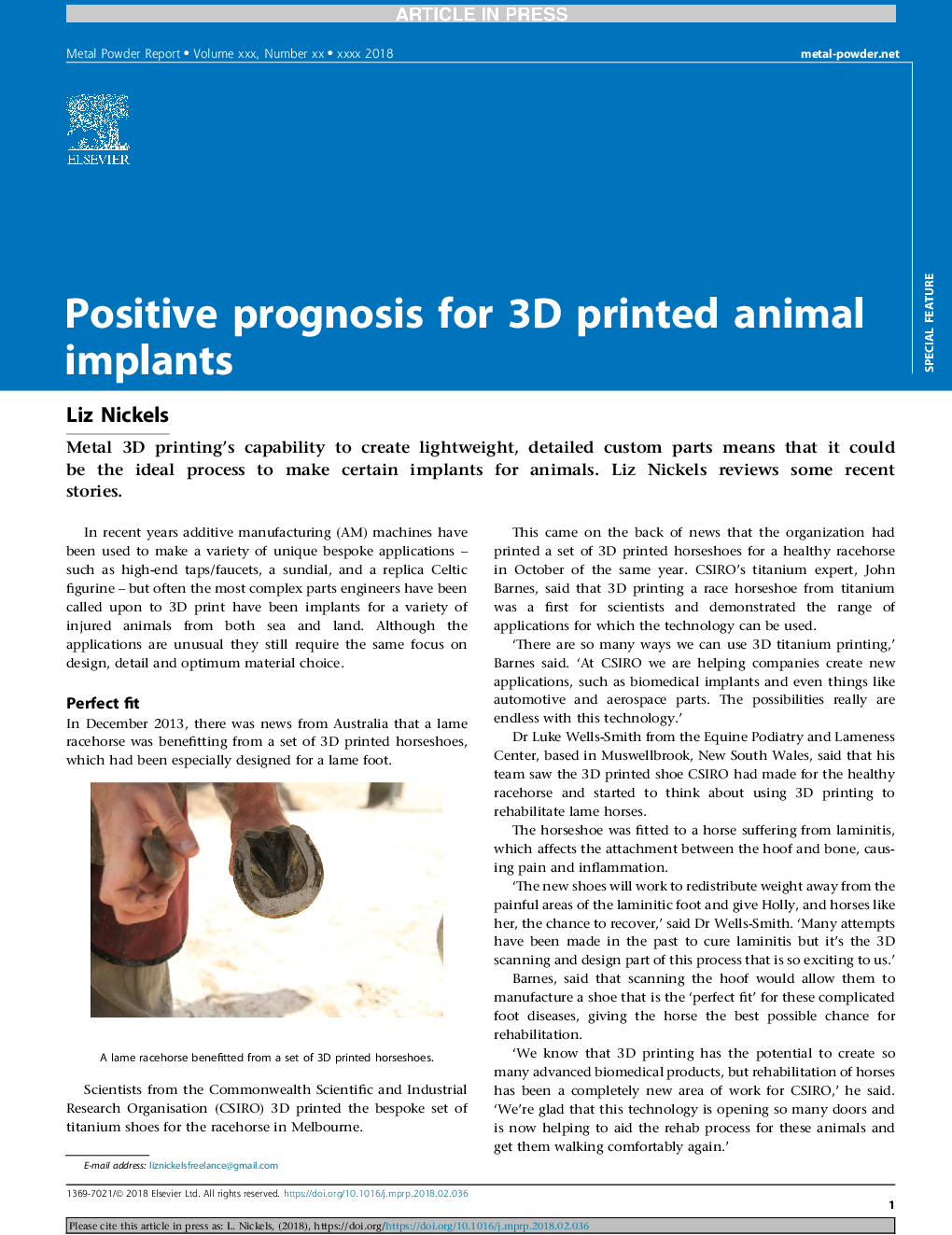 Positive prognosis for 3D printed animal implants