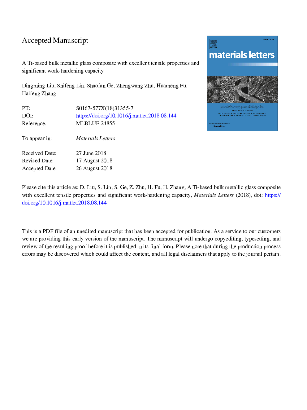 A Ti-based bulk metallic glass composite with excellent tensile properties and significant work-hardening capacity