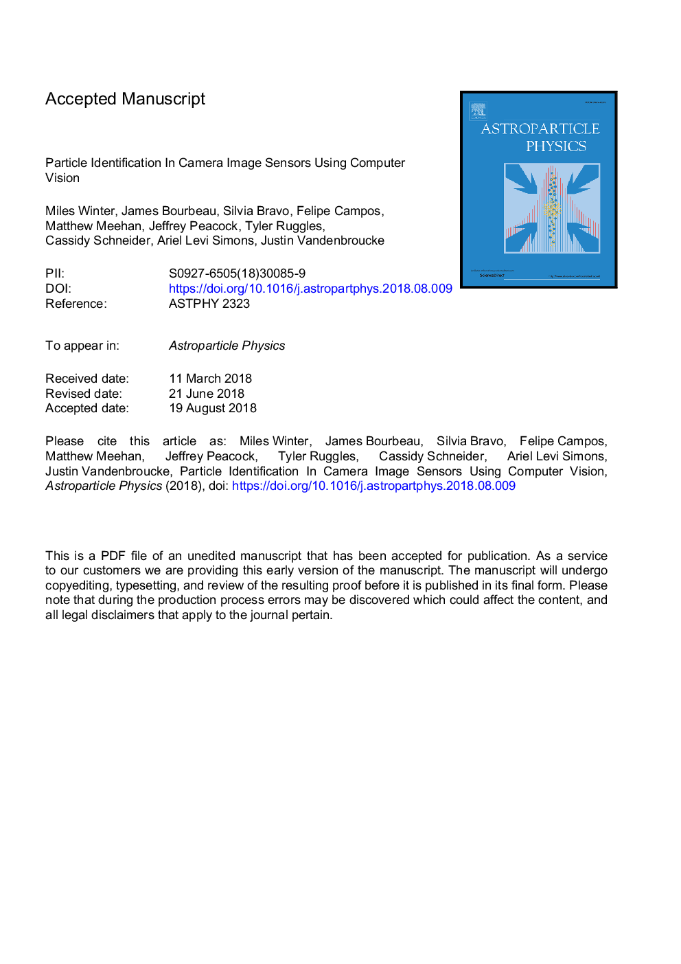 Particle identification in camera image sensors using computer vision