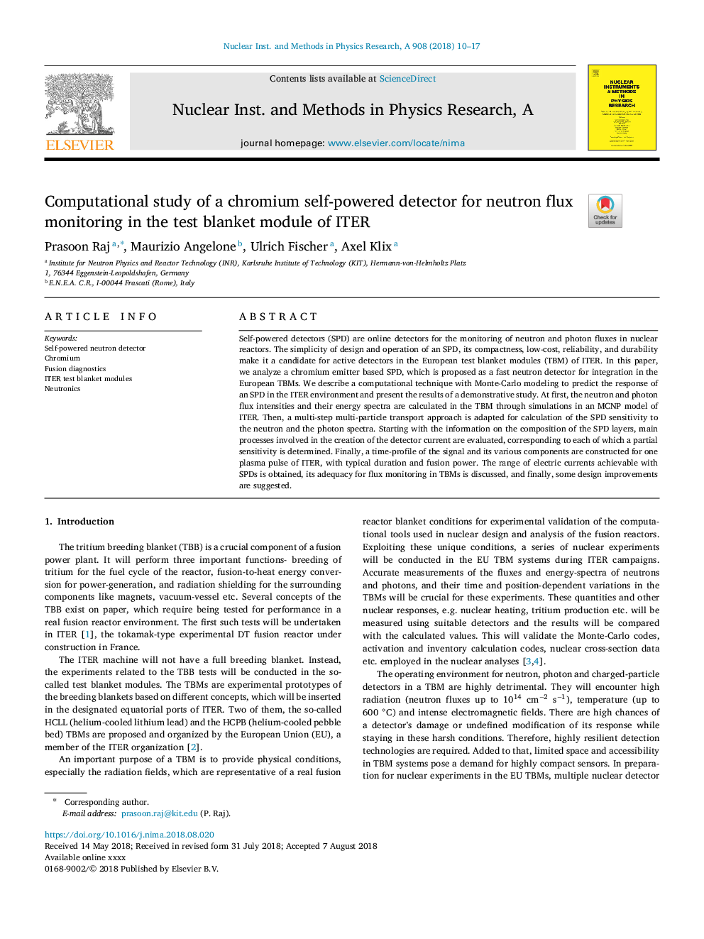 Computational study of a chromium self-powered detector for neutron flux monitoring in the test blanket module of ITER