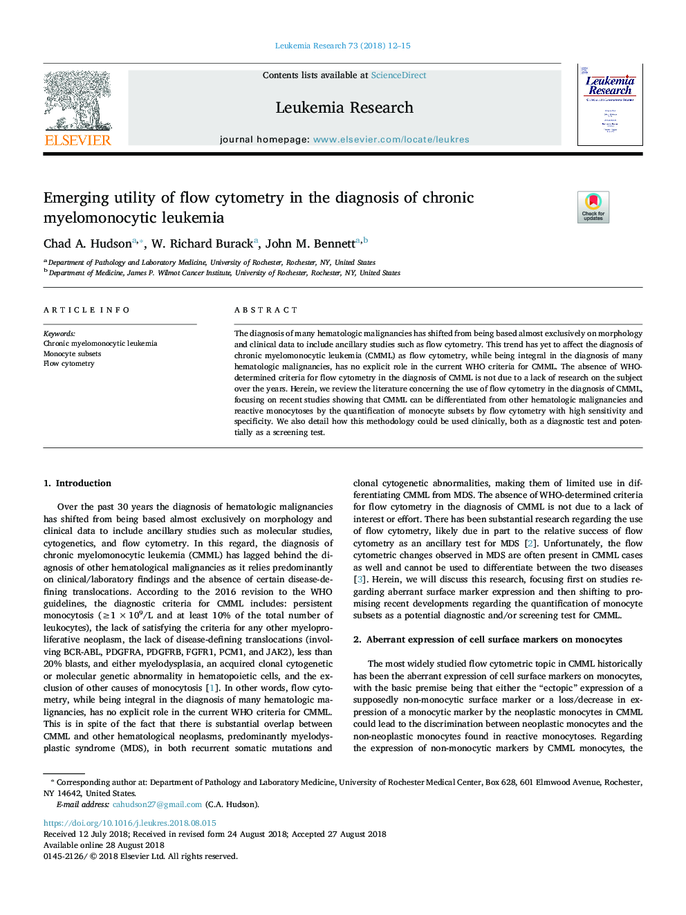 Emerging utility of flow cytometry in the diagnosis of chronic myelomonocytic leukemia