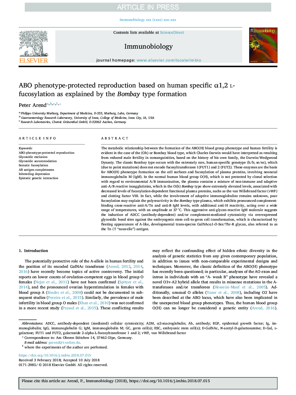 ABO phenotype-protected reproduction based on human specific Î±1,2 L-fucosylation as explained by the Bombay type formation