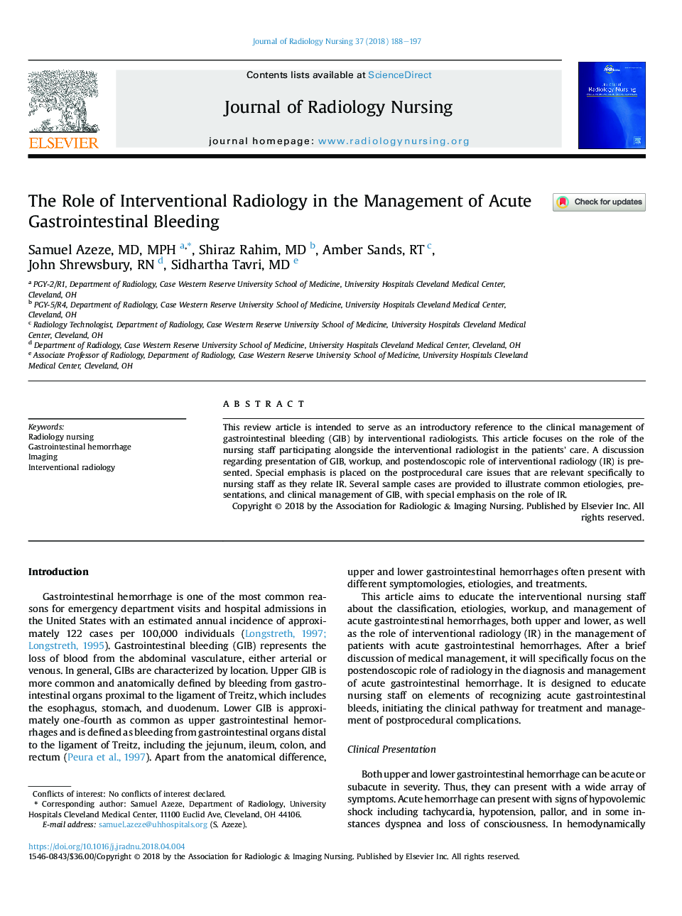 The Role of Interventional Radiology in the Management of Acute Gastrointestinal Bleeding