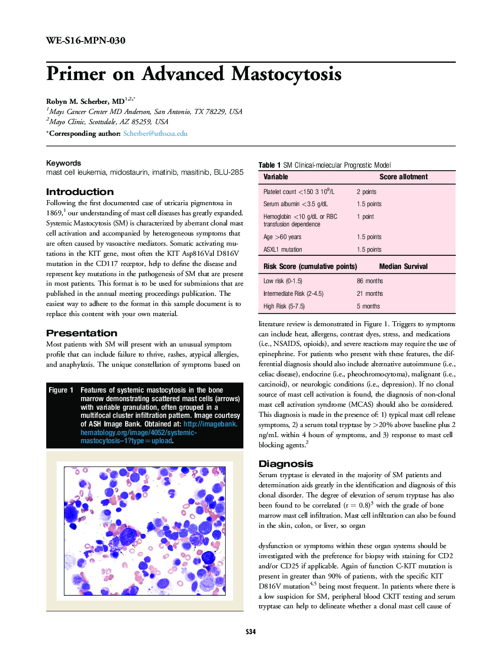 Primer on Advanced Mastocytosis