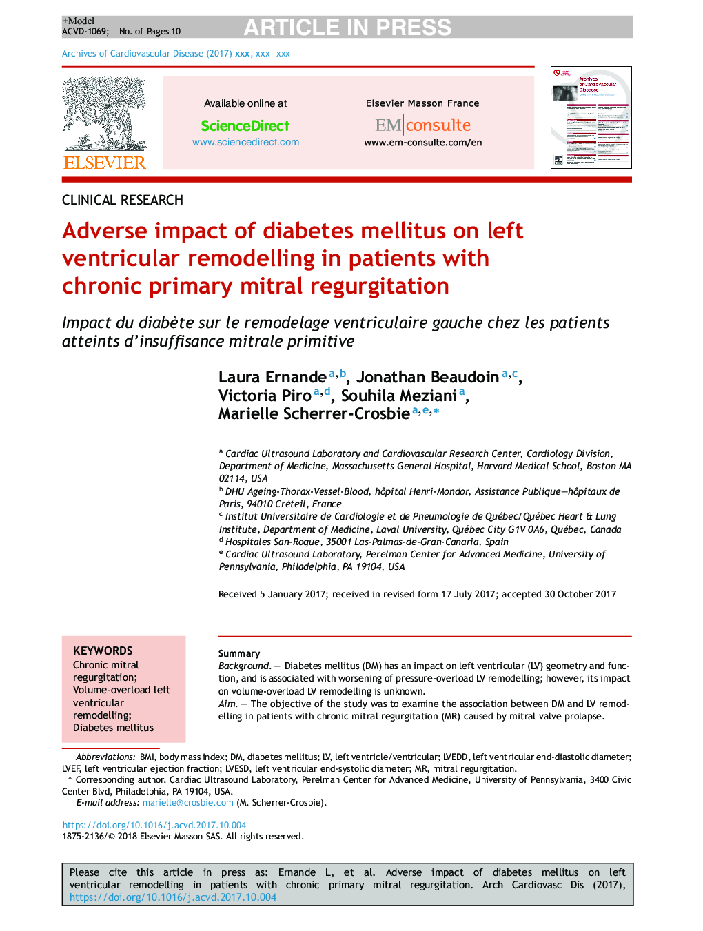 Adverse impact of diabetes mellitus on left ventricular remodelling in patients with chronic primary mitral regurgitation