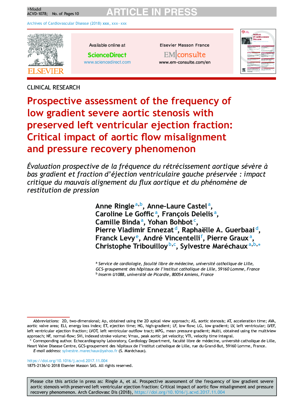 Prospective assessment of the frequency of low gradient severe aortic stenosis with preserved left ventricular ejection fraction: Critical impact of aortic flow misalignment and pressure recovery phenomenon