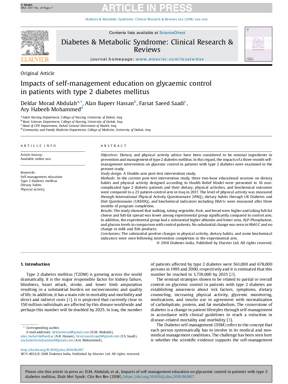 Impacts of self-management education on glycaemic control in patients with type 2 diabetes mellitus