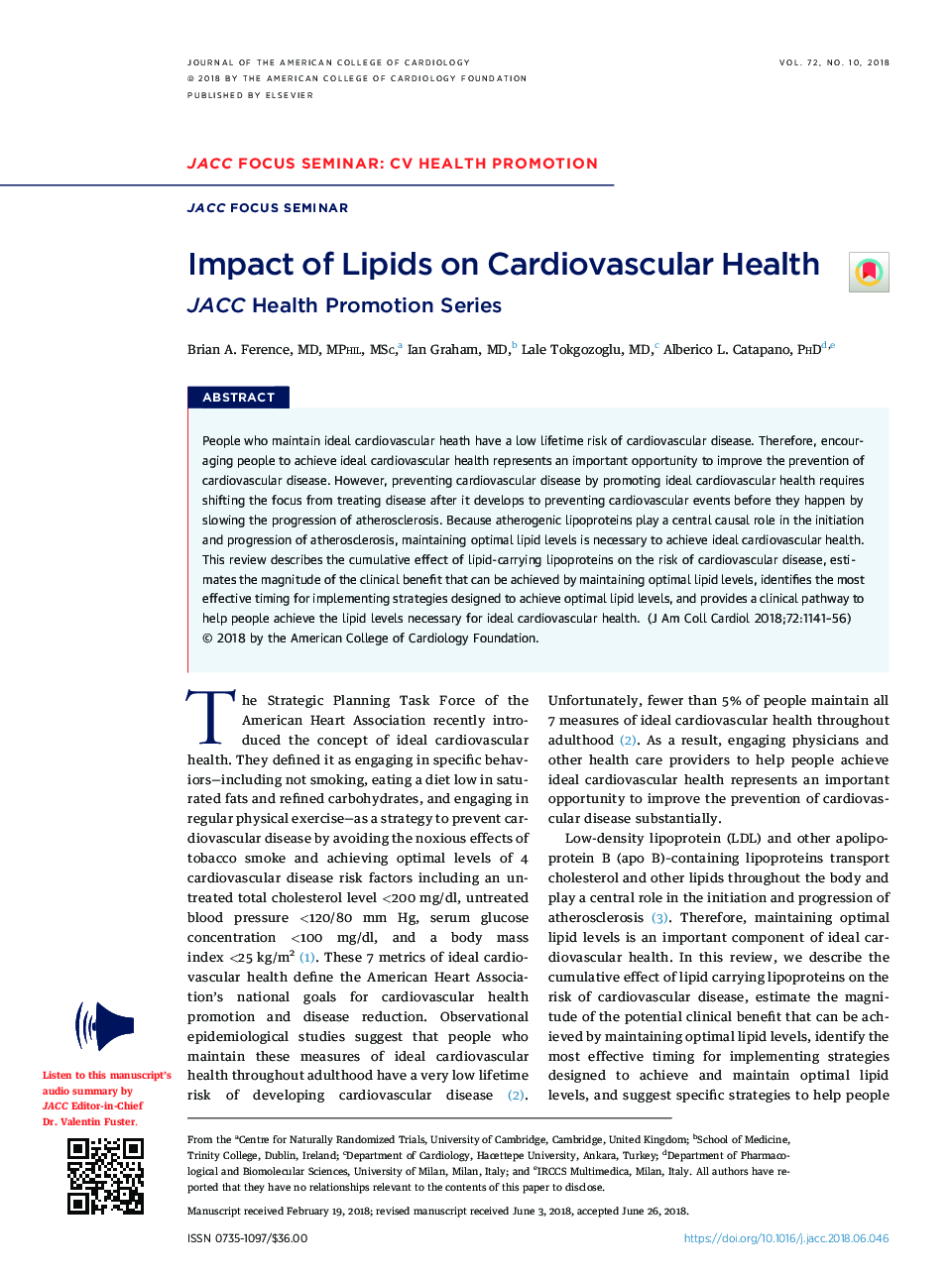 Impact of Lipids on Cardiovascular Health