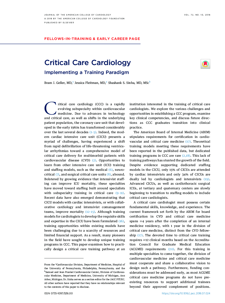 Critical Care Cardiology