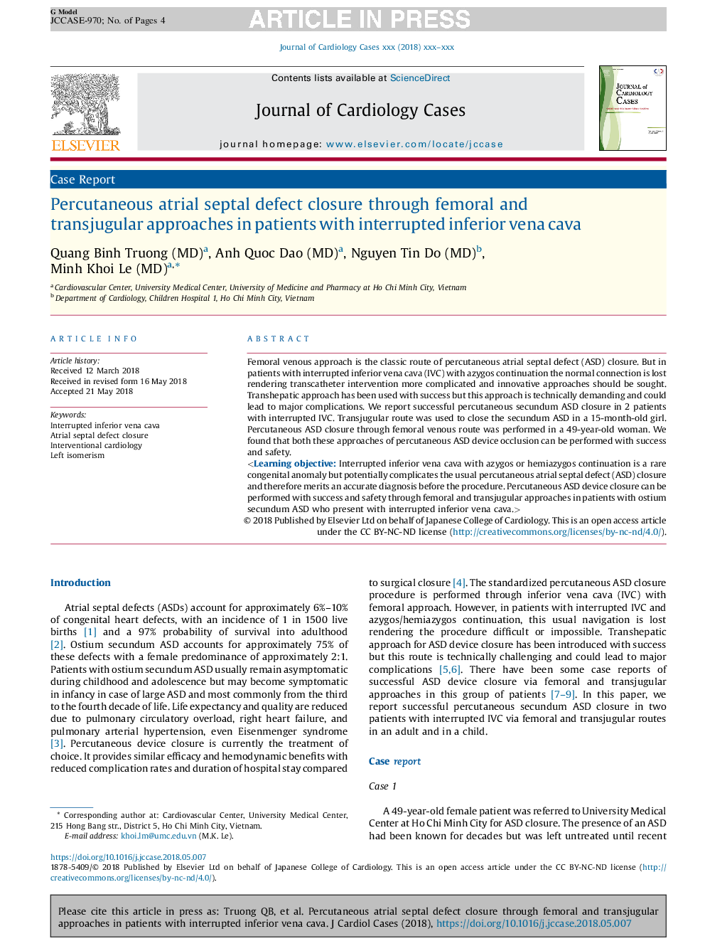 Percutaneous atrial septal defect closure through femoral and transjugular approaches in patients with interrupted inferior vena cava