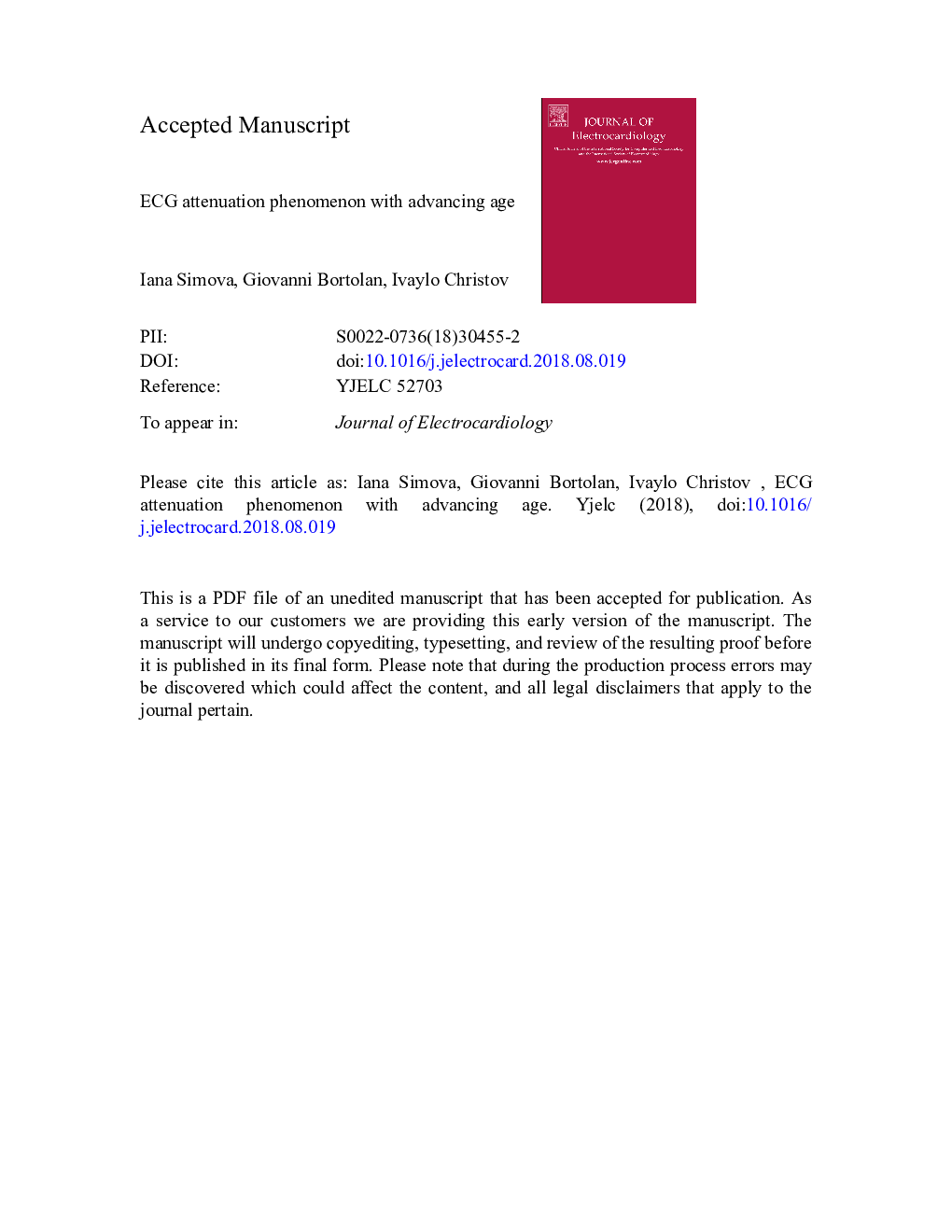 ECG attenuation phenomenon with advancing age