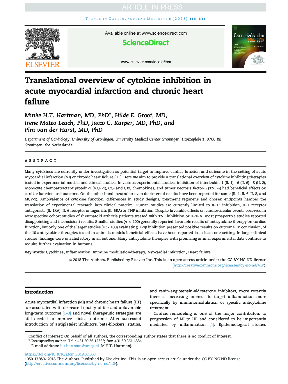 Translational overview of cytokine inhibition in acute myocardial infarction and chronic heart failure