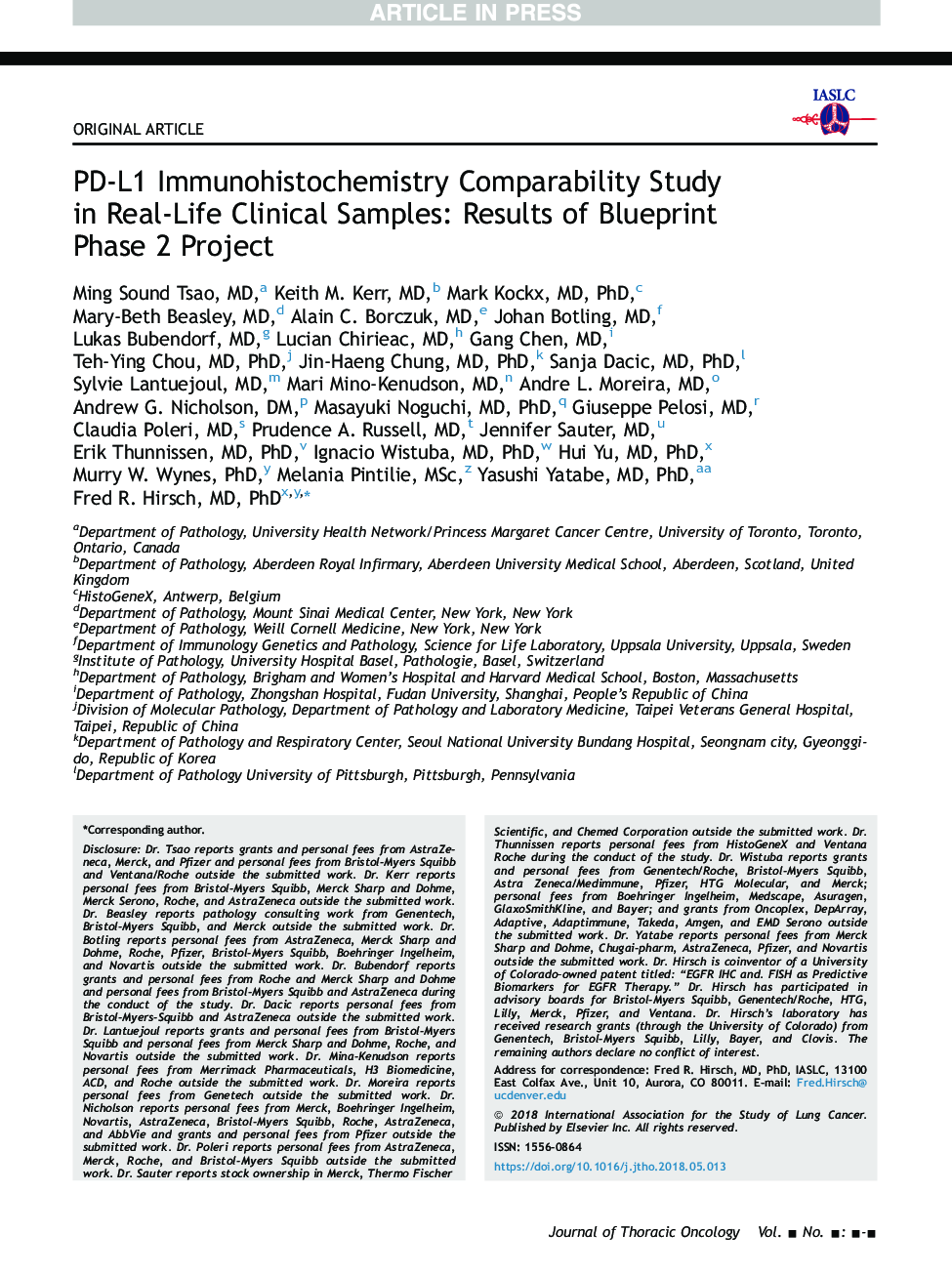 PD-L1 Immunohistochemistry Comparability Study in Real-Life Clinical Samples: Results of Blueprint Phase 2 Project